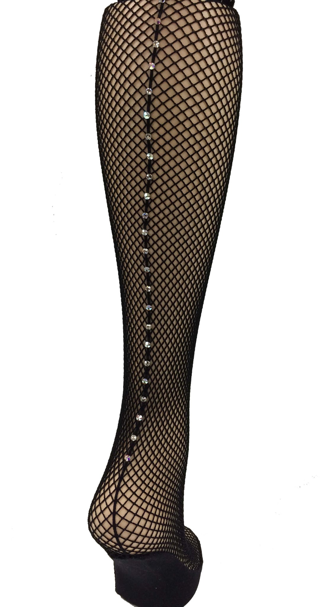 Reeling Them In Rhinestone Fishnet Tights (Black)